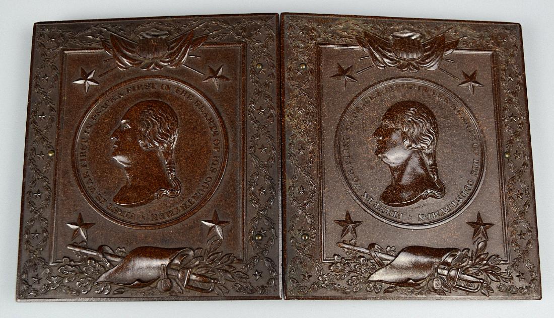 Rare "The Medallion of George Washington with Motto": Rare "The Medallion of George Washington with Motto" Thermoplastic Union Case for 1/6 plate Tintype Ambrotype, Civil War era