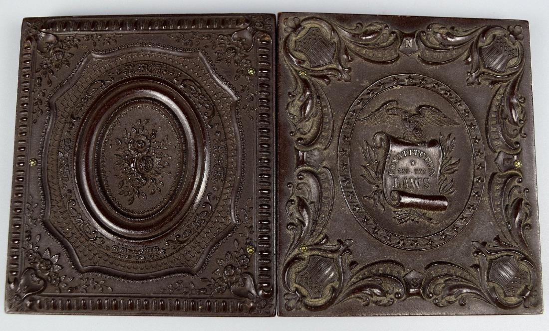 Patriotic "Constitution & The Laws" Thermoplastic Union: Patriotic "Constitution & The Laws" Thermoplastic Union Case for 1/6 plate Tintype Ambrotype, Civil War era