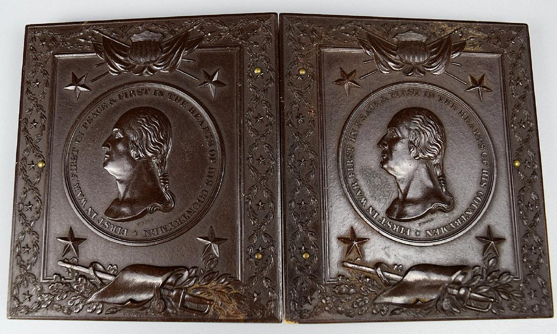 Rare "The Medallion of George Washington with Motto": Rare "The Medallion of George Washington with Motto" Thermoplastic Union Case for 1/6 plate Tintype Ambrotype, Civil War era