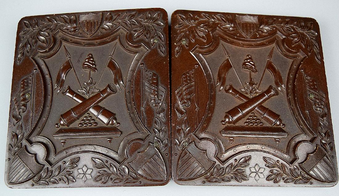 Nice Patriotic "Crossed cannons & Liberty cap": Nice Patriotic "Crossed cannons & Liberty cap" Thermoplastic Union Case for 1/6 plate Tintype Ambrotype, Civil War era