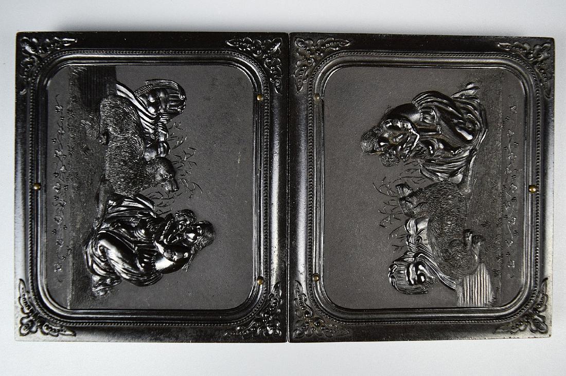 Scarce "The Faithful Hound" Thermoplastic Union Case: Scarce "The Faithful Hound" Thermoplastic Union Case for 1/6 plate Tintype Ambrotype, Civil War era