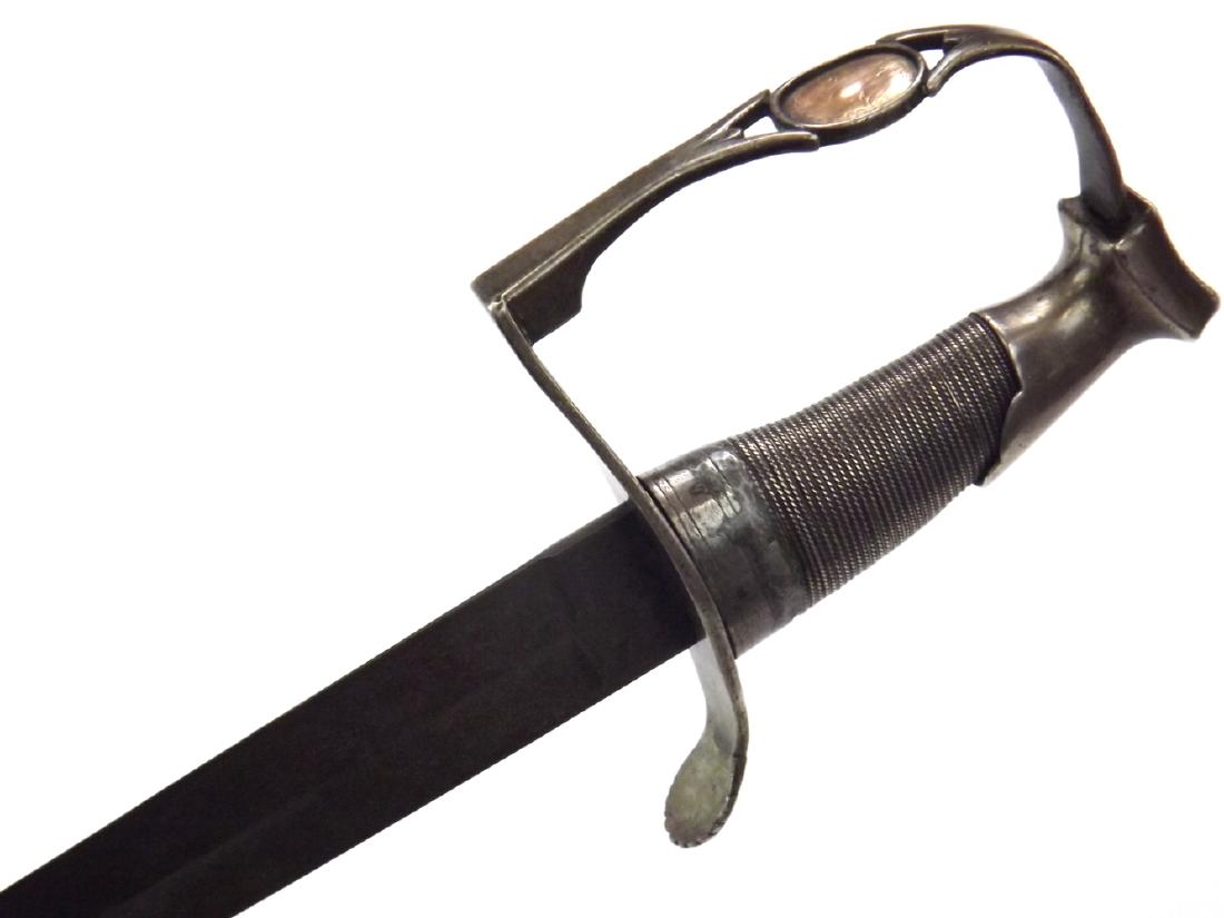 18th C. American Revolution Era Silver Hilted Officer's: 18th C. American Revolution Era Silver Hilted Officer's Sword. A large and heavy saber, probably carried by a cavalry officer during American Rev, featuring a solid silver hilt mounts of distinctive p