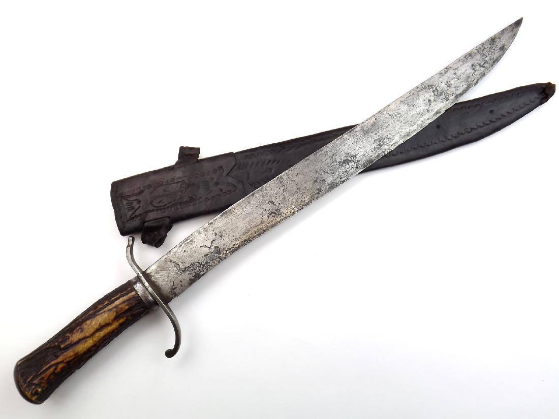 Circa 1830s - 1860s Huge American Gold Digger's Bowie: Circa 1830s - 1860s Huge American Gold Digger's Bowie Knife, Possibly Confederate Used in Civil War. A massive early American made bowie knife. Probably made and used by a gold digger or an early Amer