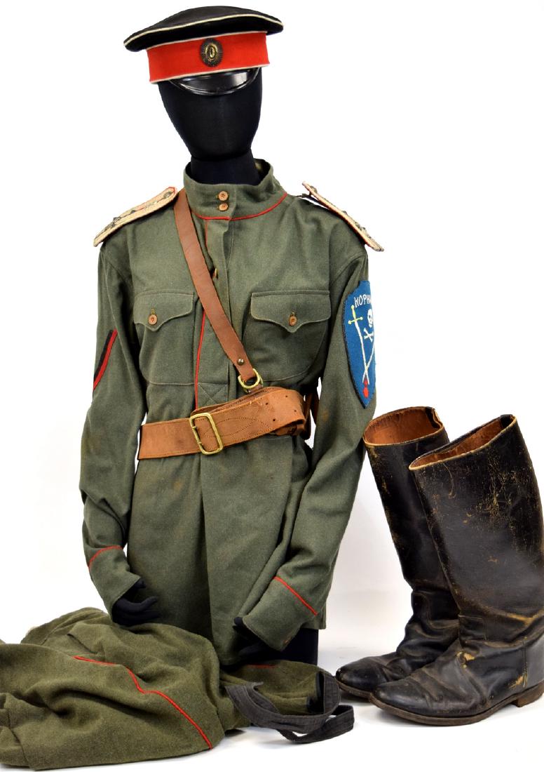 Circa 1917-1920 Russian White Army Kornilov Regiments: Circa 1917-1920 Russian White Army Kornilov Regiments Officers Complete Uniform with Hat & Boots.