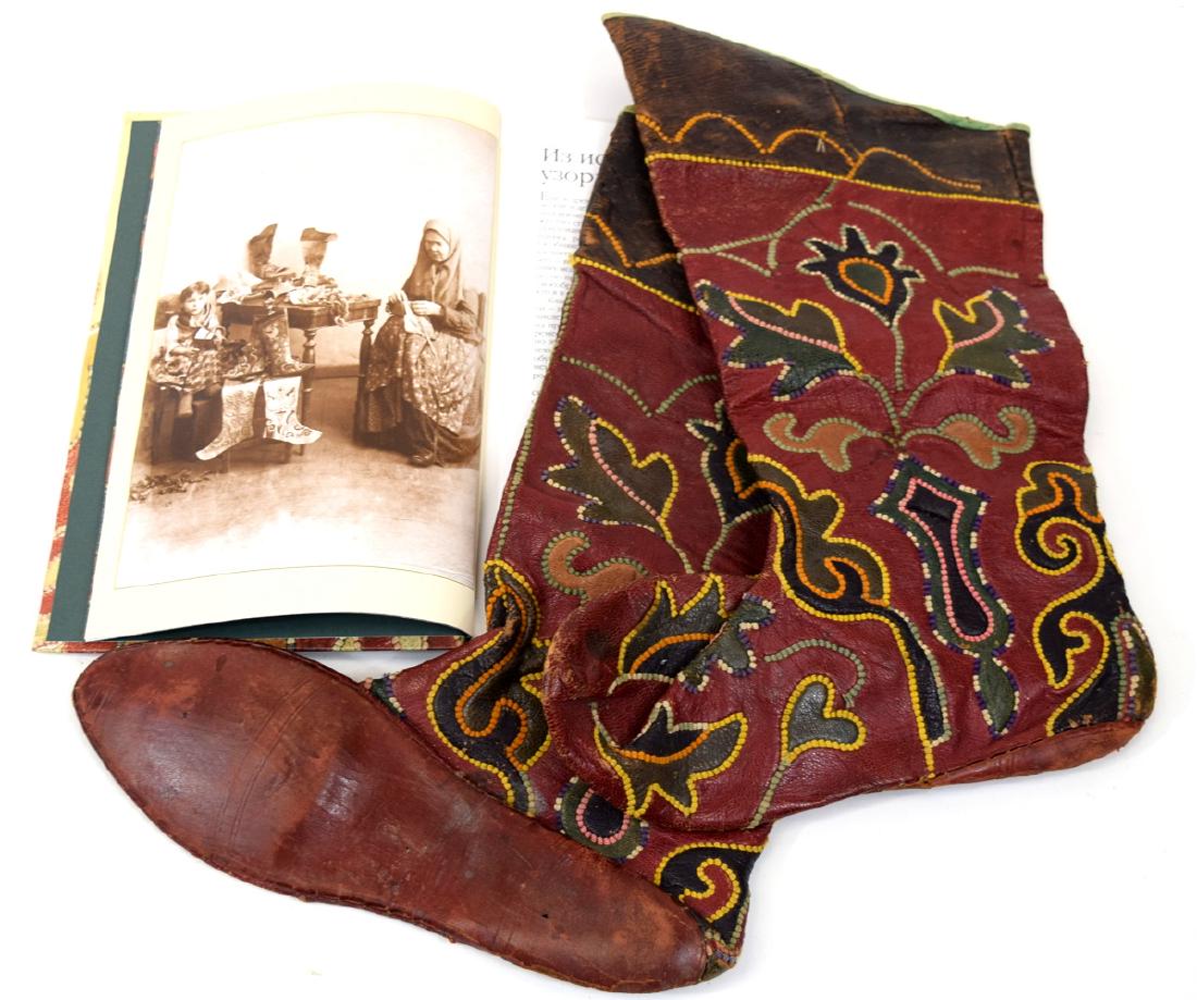 Circa 19th-early 20th C. Russian Kazan TATARS Ornate: Circa 19th-early 20th C. Russian Kazan TATARS Ornate Leather Boots, also made for Turkish market. Featured in the Book.