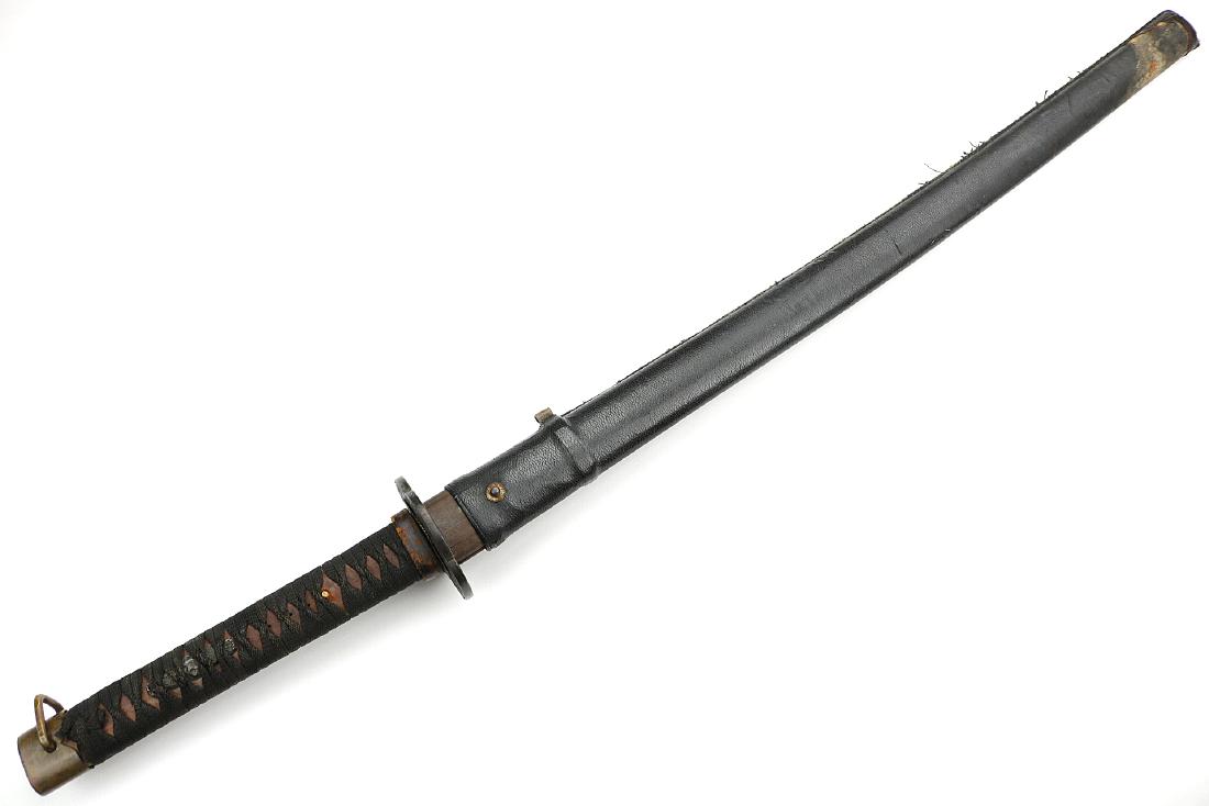 Rare 19th C. Korean Army Officers Battle Sword in the: Rare 19th C. Korean Army Officers Battle Sword in the Style of Japanese Samurai Katana. Total Length in Scabbard - 38 3/4", Blade Length (along the spine, from Habaki notch to the tip) - 26 1/4"