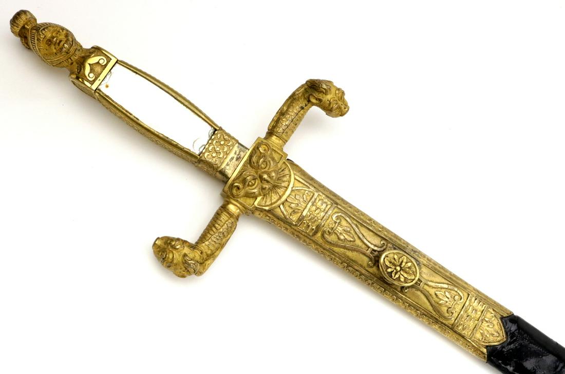 Very Attractive 19th C. Swedish Officers or Government: Very Attractive 19th C. Swedish Officers or Government Officials Sword Rapier. In fire gilt brass furniture with lovely details, mother of pearl grips. Mounted with a strong double edged blade of diam