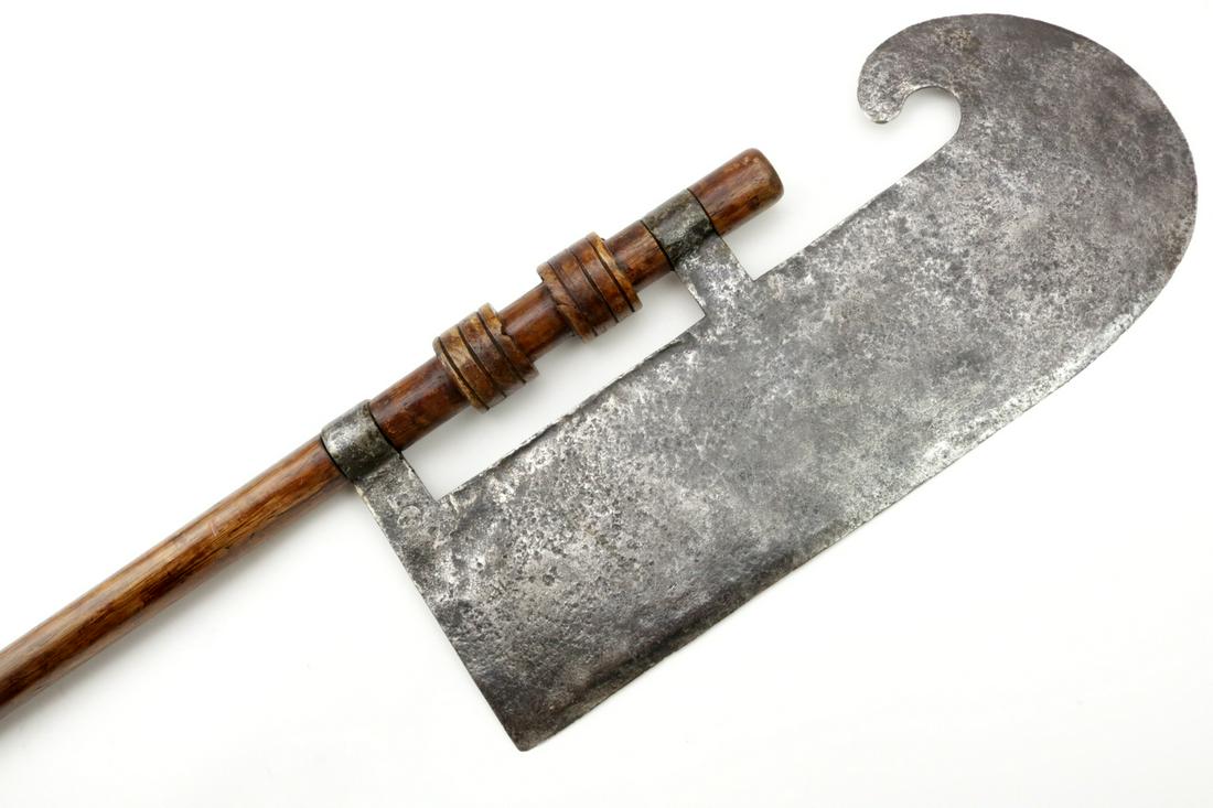 Large Early VOULGE Polearm Axe, English or Scottish,: Large Early VOULGE Polearm Axe, English or Scottish, probably 17th-18th C.