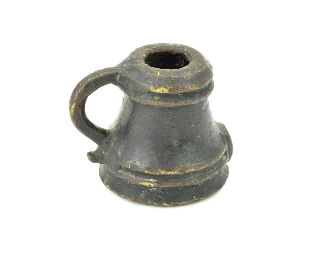 Circa 16th - 17th C. Spanish Colonial: Circa 16th - 17th C. Spanish Colonial "THUNDER MUG" Bronze Signal Cannon. A rare example of the mid 16th or early 17th century hand held bronze signal cannon or saluting mortar with handle, Spanish Co