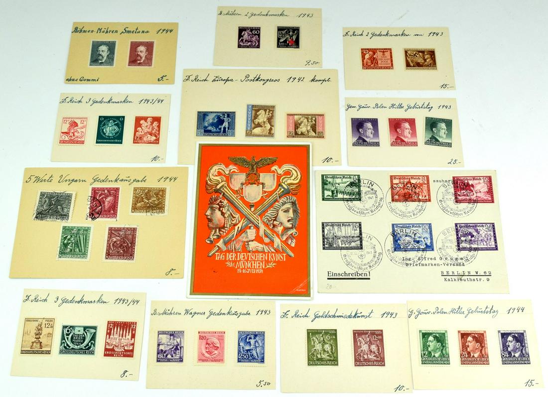 Lot WW2 German Nazi Propaganda Stamps Post Card: Large lot of German WW2 period nazi propaganda stamps and post card. Dates from 1939-1944.