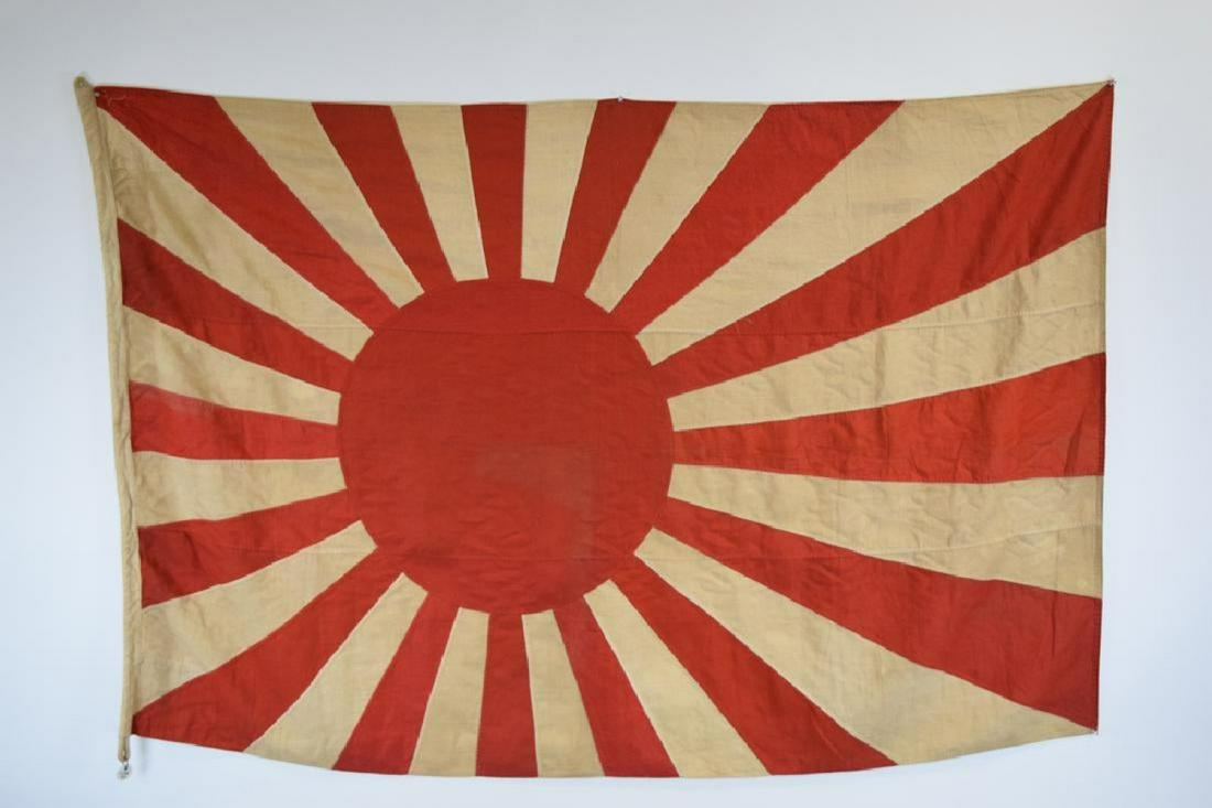Rare Japanese Rear-Admiral-Command Flag: Rare Japanese Rear-Admiral-Command Flag. WWII period or earlier. Wool. flag is made up of different colored panels sewn together mostly by hand stitch. Dimensions - 75" x 47.5".