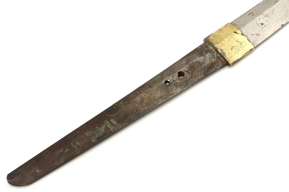 Double-Signed WW II Japanese Katana Sword Blade ~ Show: Double-Signed WW II Japanese Katana Sword Blade ~ Show Stamped Tang with Arsenal Inscriptions ~ Great for Polisher Practice. Total Length (inside scabbard if present) : 34 1/2" Blade Length (Nagasa) :