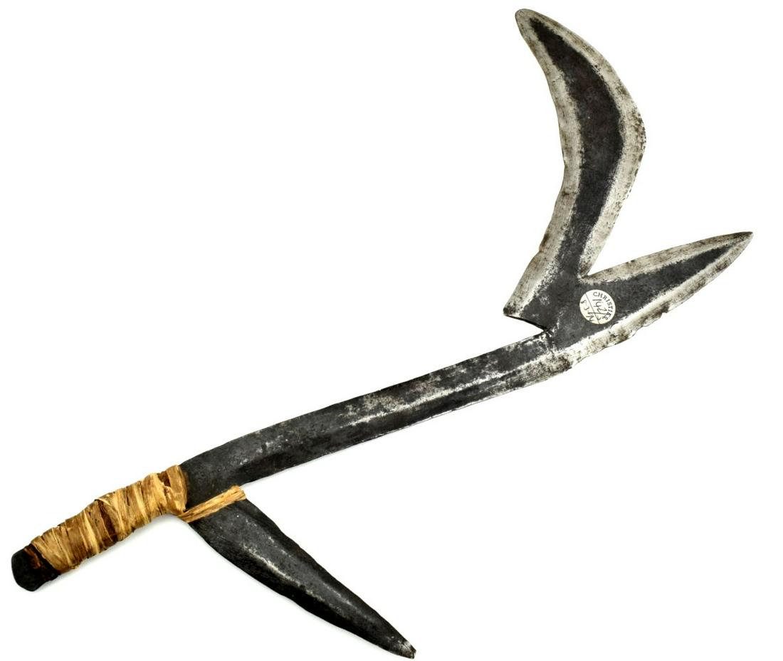 Very Good 19th C. African Tribal Large Throwing Knife ~: Very Good 19th C. African Tribal Large Throwing Knife ~ Christie's Auction Provenance. Total Length : 16"Detailed condition reports are not included in this catalog. For additional information, includ
