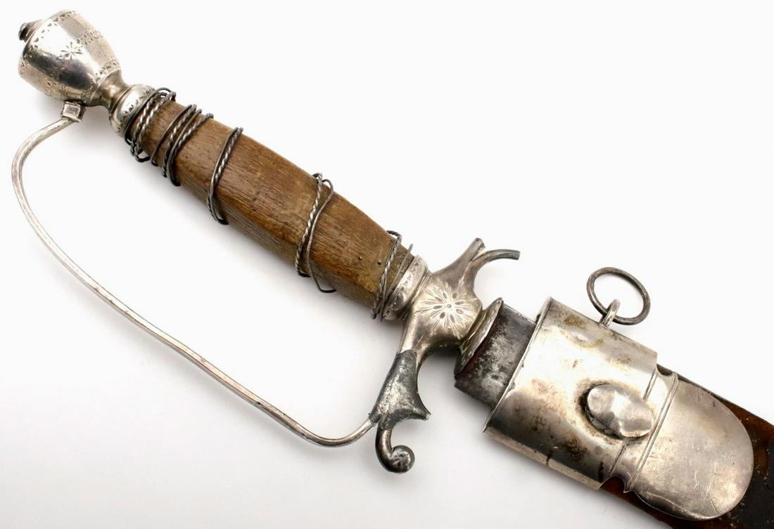 Rare 18th C. American Revolution English Silver Mounted: Rare 18th C. American Revolution English Silver Mounted Navy Officer's Dirk ~ Naval Dagger ~ Gary Lattimer Collection ~ Published. This silver mounted dirk features a smallsword type hilt with urn pom