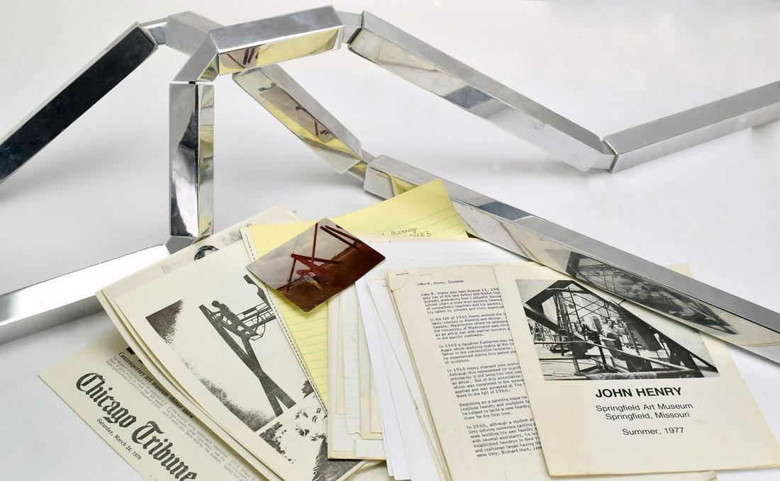 Mid Century John Raymond Henry ( b.1943 ) Moving: John Henry (American, b. 1943) Moving Sculpture, 1976 Metal.John Raymond Henry is an internationally renowned sculptor. Since 1971, Henry has produced many monumental and large-scaled works of art for