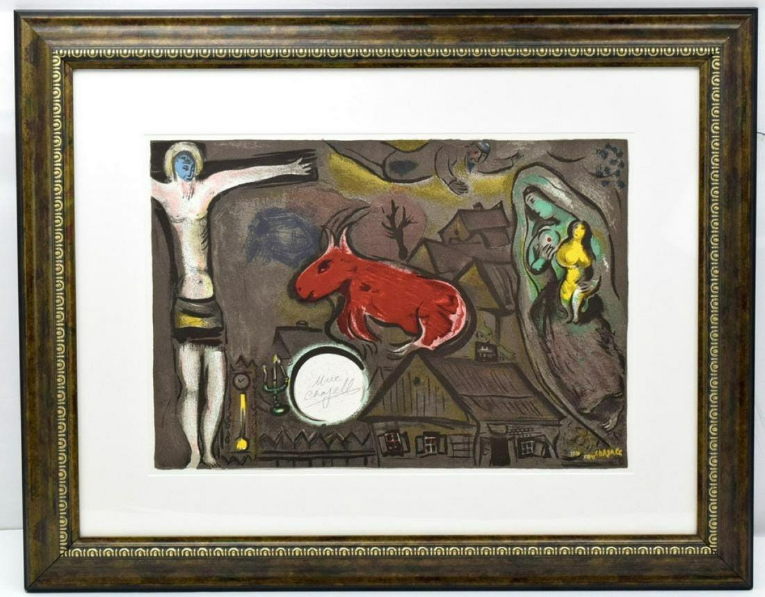 Chagall, Marc ( Russian/French, 1885-1985) Lithograph: Chagall, Marc ( Russian/French, 1885-1985) . Lithograph in colors. Framed. Provenance: The Collectors Wall, Fine Art Galleries, Lakewood Ranch, Florida (label on verso) , Private Collection, Miami . D