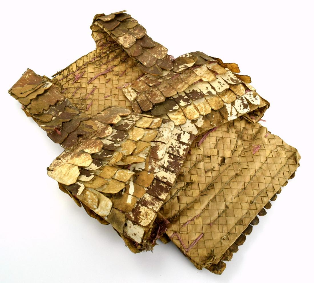 Rare Early 20th C. Indonesian Sulawesi TORAJA Armor: A rare form of an Indonesian armor from the Toraja people, this kind of armor ismade of materials found in nature. Older examples consist of fish scales and tree bark such asthose found in the Pitt Ri
