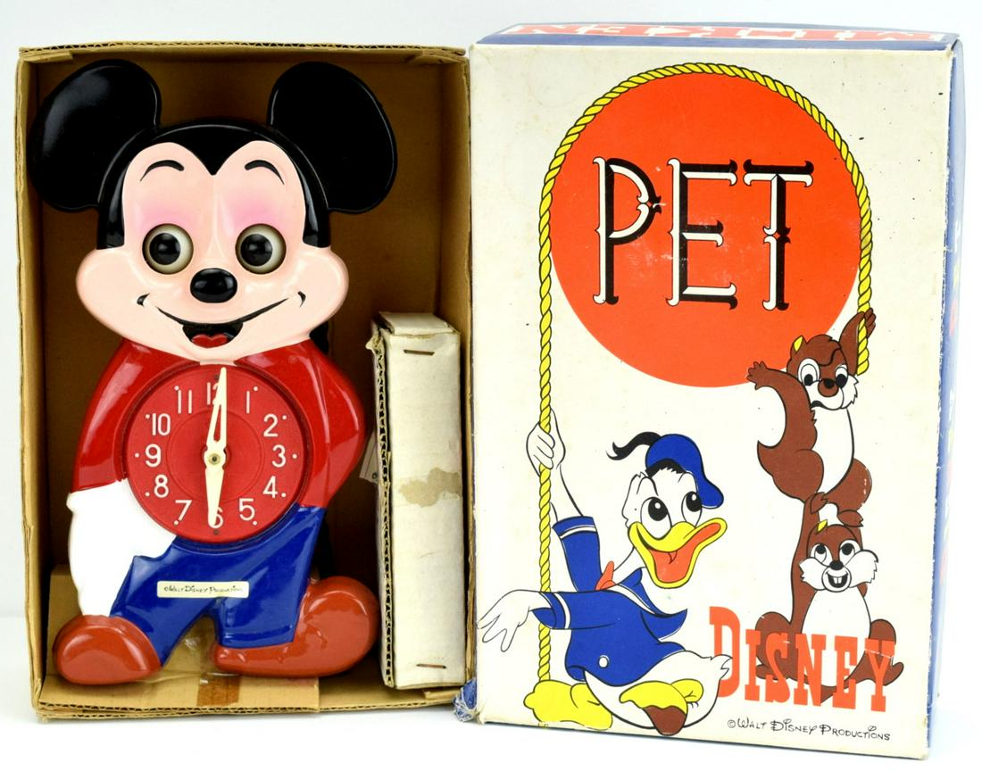VINTAGE MICKEY MOUSE WALT DISNEY PET CLOCK ORIGINAL BOX (1 of 7)