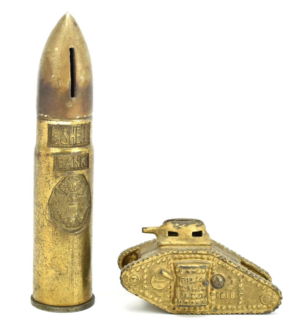 Two Military Type Cast Iron Toy Banks (1 of 9)