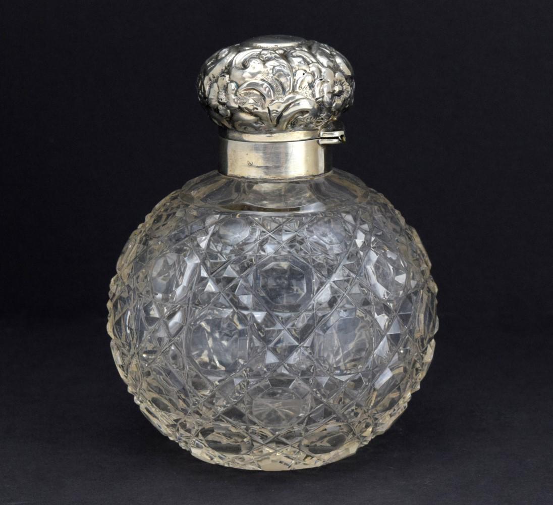 Antique Cut Crystal With Ornate Sterling Silver Cap (1 of 6)