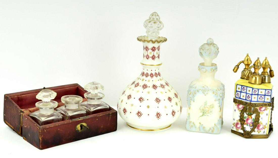 VICTORIAN ENGLISH OR FRENCH PORCELAIN TOILETRY BOTTLES (1 of 2)