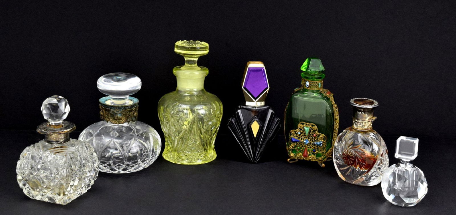 GROUP OF 7  Various Vintage , CRYSTAL Perfume Bottles, (1 of 5)