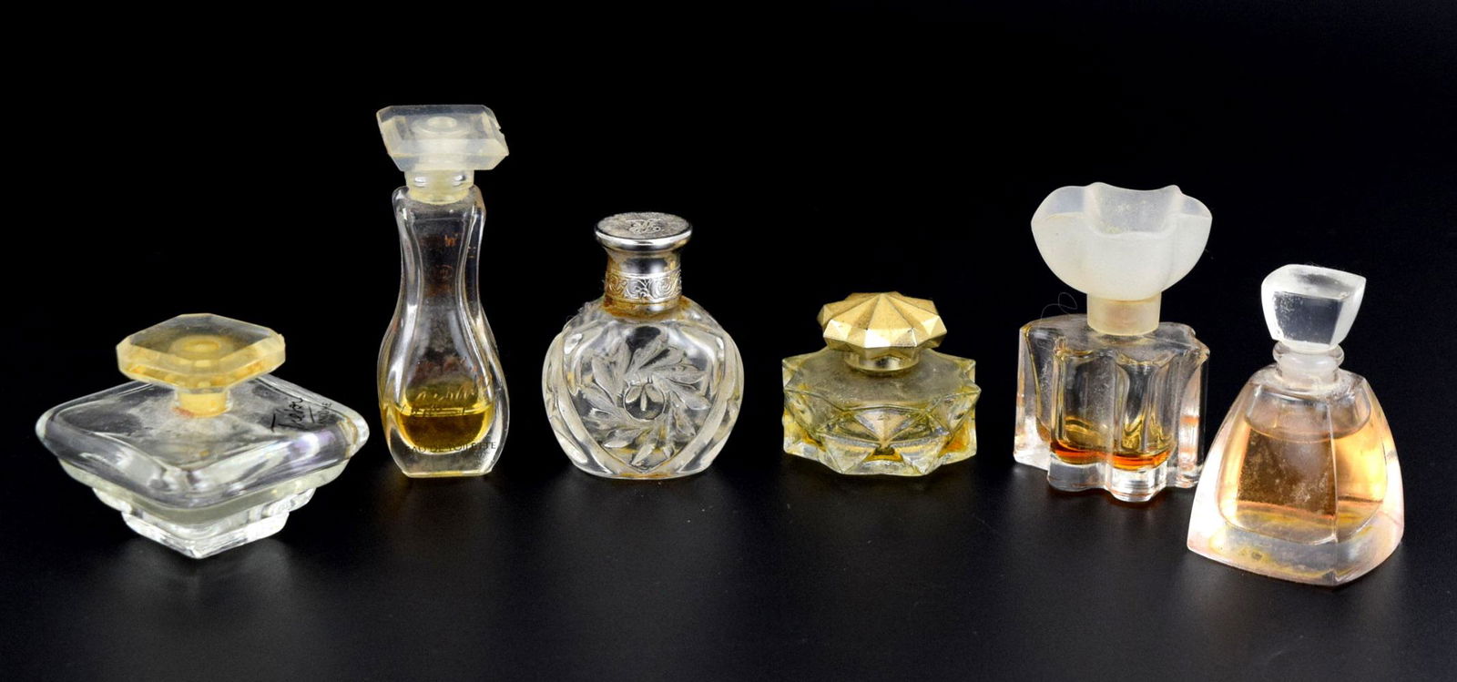 ASSORTMENT OF 6 VINTAGE MINITURE PERFUME GLASS BOTTLES (1 of 5)