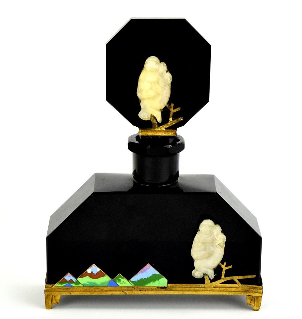 1930's Czechoslovakian black crystal perfume bottle (1 of 8)