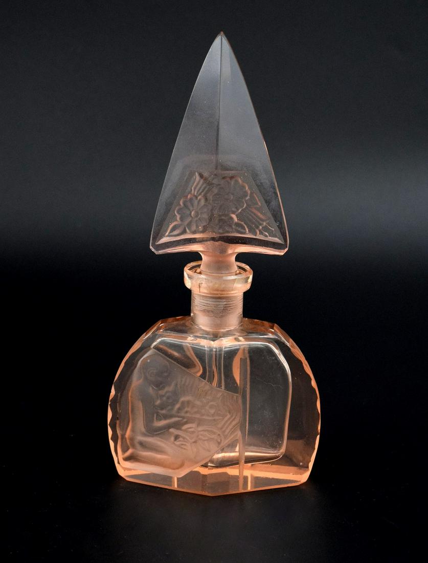 Hoffman Czech Perfume Bottle and Stopper Pink Intaglio (1 of 4)
