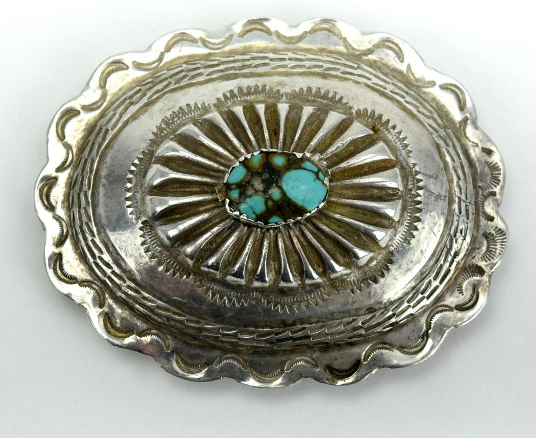 Native American Navajo Sterling Silver Turquoise Pin (1 of 5)