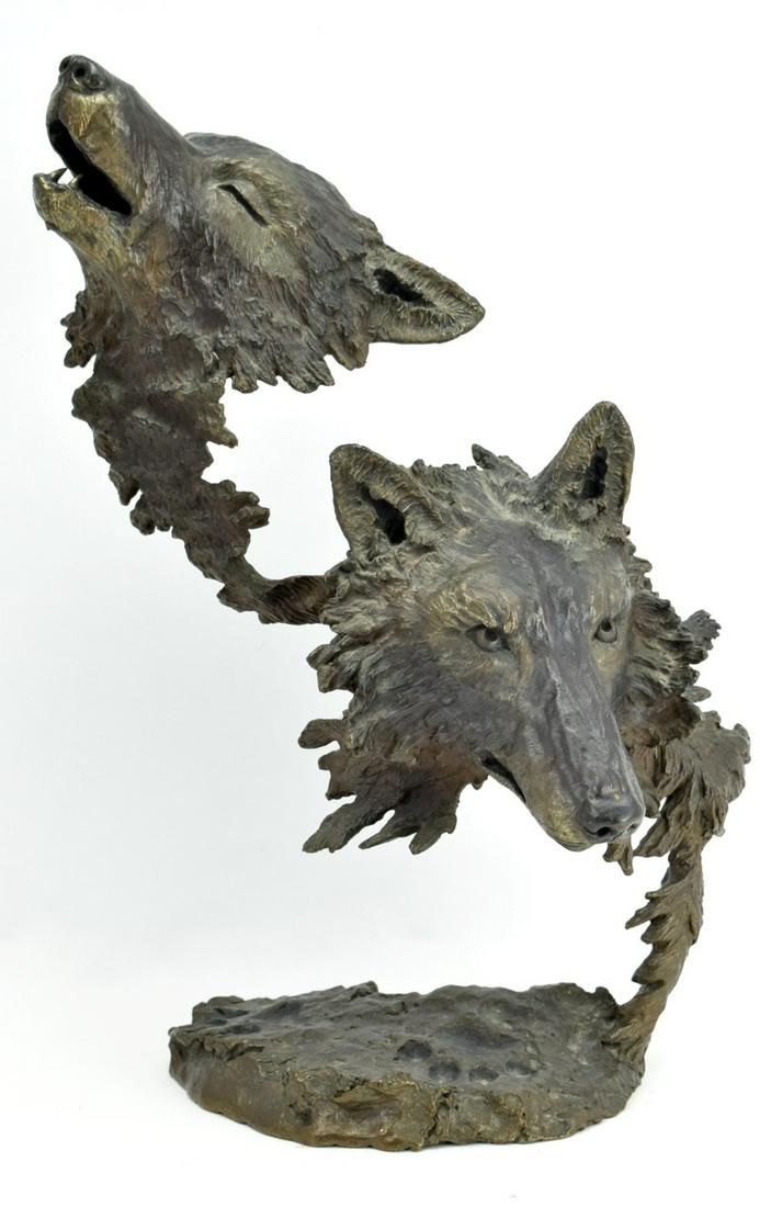 MARK HOPKINS BRONZE SCULPTURE "CRY OF THE WOLVES" (1 of 10)