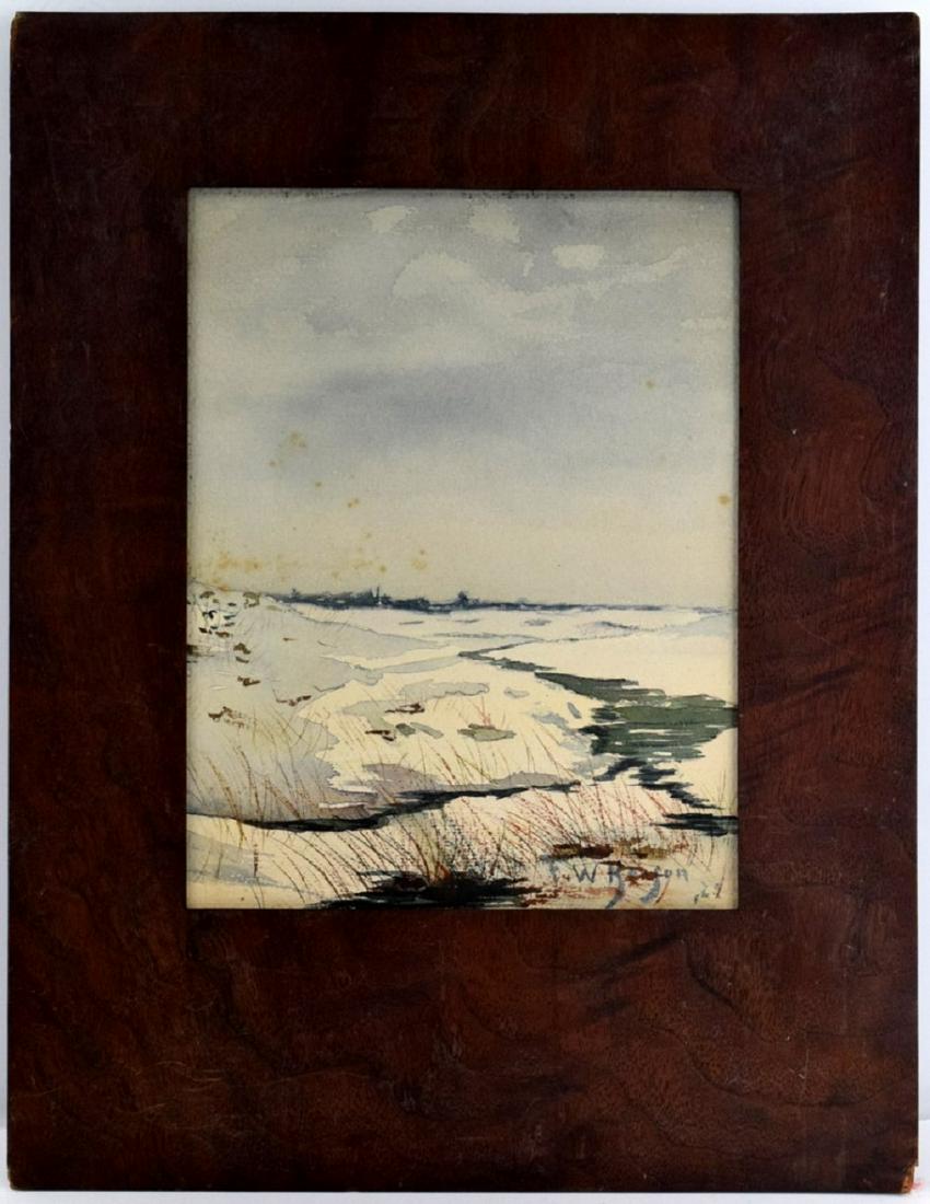 Frank Weston Benson Watercolor Painting: Original Frank Weston Benson ( 1862-1951) watercolor painting. Born in Salem, Massachusetts, Frank Benson was a painter of impressionist seascapes and landscapes, often with figures posed by his wife