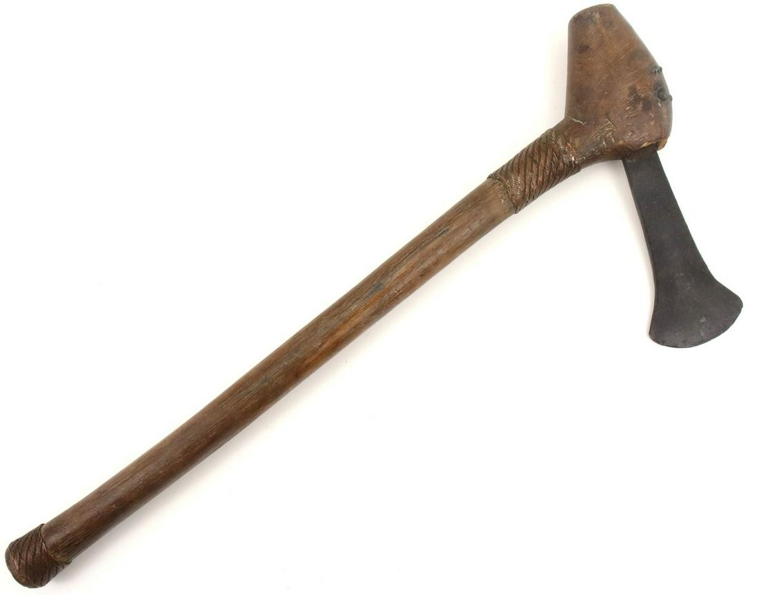 Antique African Tribal Warrior's Fighting Club Axe: Antique African Tribal Warrior's Fighting Club Ax Hatchet. Total length : 18", Blade length : 4 1/2". ~~~~~~ DEAR BIDDERS, Please View More Detailed Close-Up Images by visiting our website - Sofedesig
