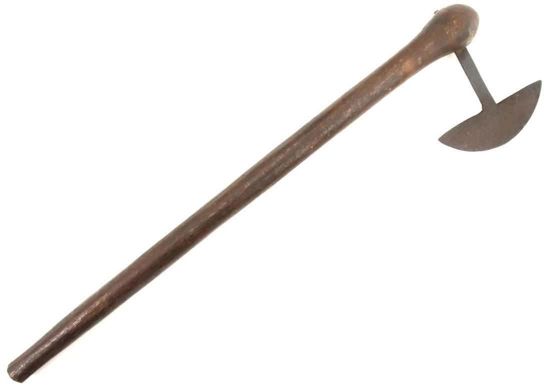 Antique African Tribal Warrior's Fighting Club Axe: Antique African Tribal Warrior's Fighting Club Axe Hatchet. Total length (inside scabbard if present) : ", Blade length :". ~~~~~~ DEAR BIDDERS, Please View More Detailed Close-Up Images by visiting o