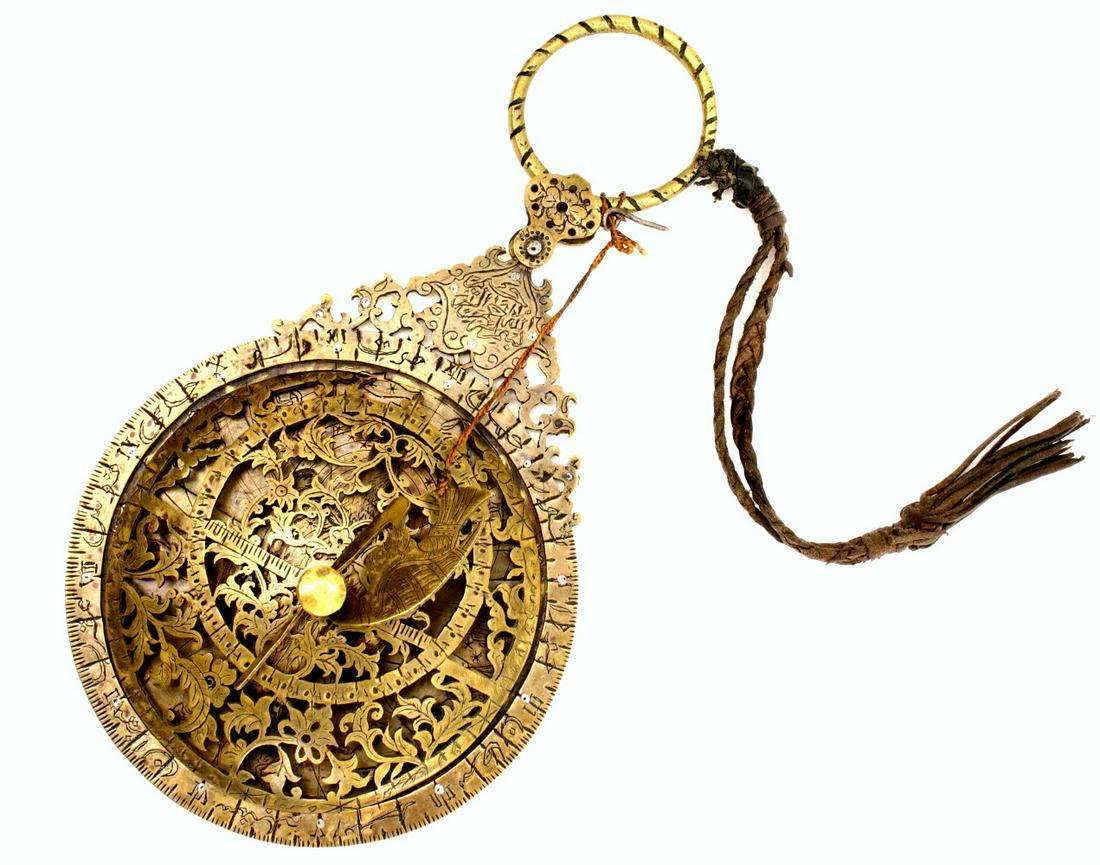 Very Rare & Fine 18th-19th C. Mughal Indian / Persian: Very Rare & Fine 18th-19th C. Mughal Indian / Persian ASTROLABE Compass with Islamic Calligraphy & Fine Engraved & Carved Decorations. A most rare Mughal North Indian astrolabe circa 18th century. Ast