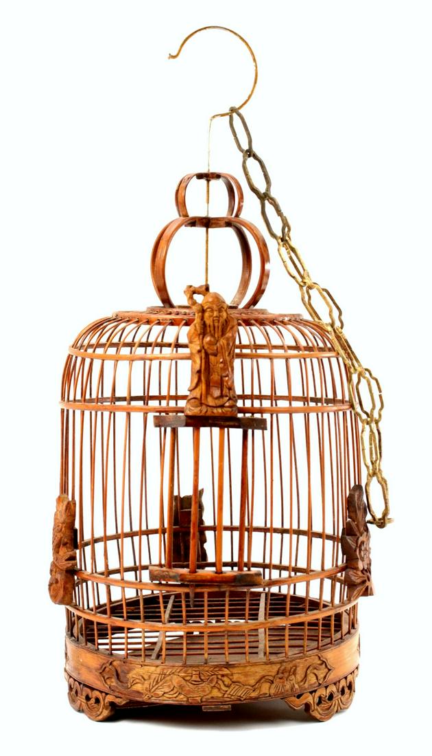 Old Chinese Bamboo Bird Cage On 3 Feet (1 of 13)