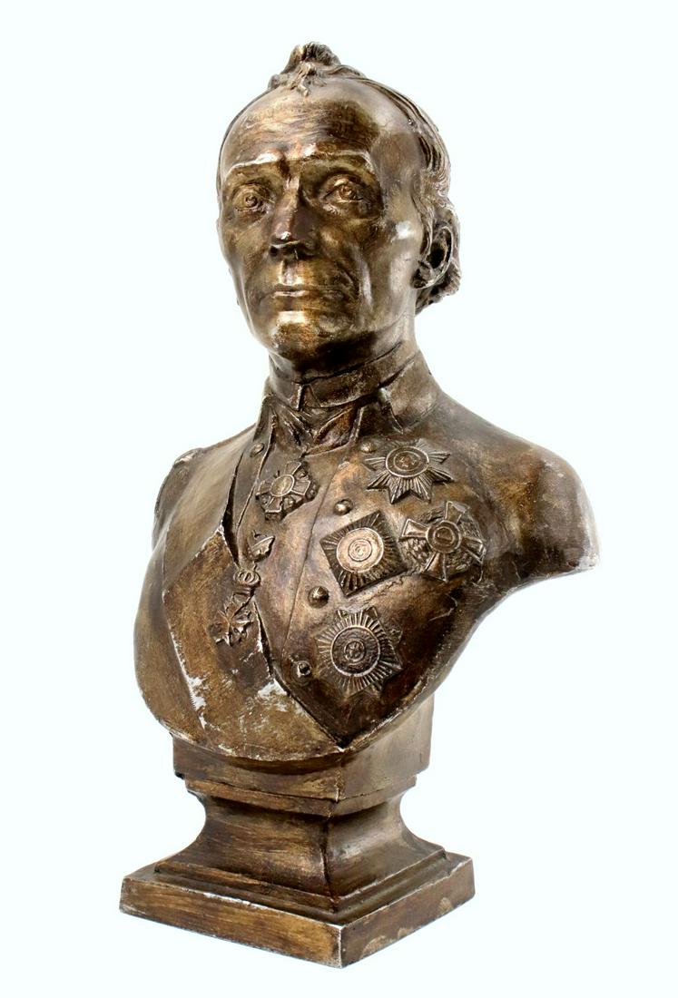 Fine Antique Russian General Suvorov Metal Bust (1 of 9)