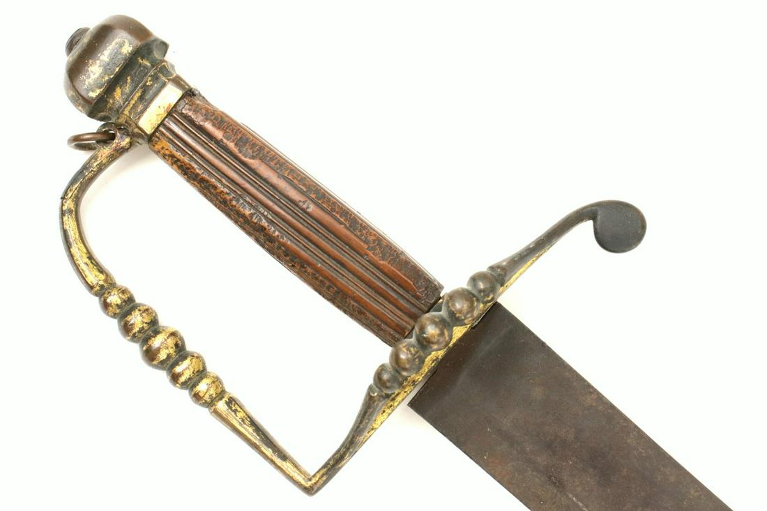 Rare Revolutionary War to War of 1812 Officer's Large: Rare Revolutionary War to War of 1812 Officer's Large SPADROON Battle Sword with Gold Inlaid American Eagle & Gilt Hilt Mounts. Total length (inside scabbard if present) : 38 1/2", Blade length : 33".