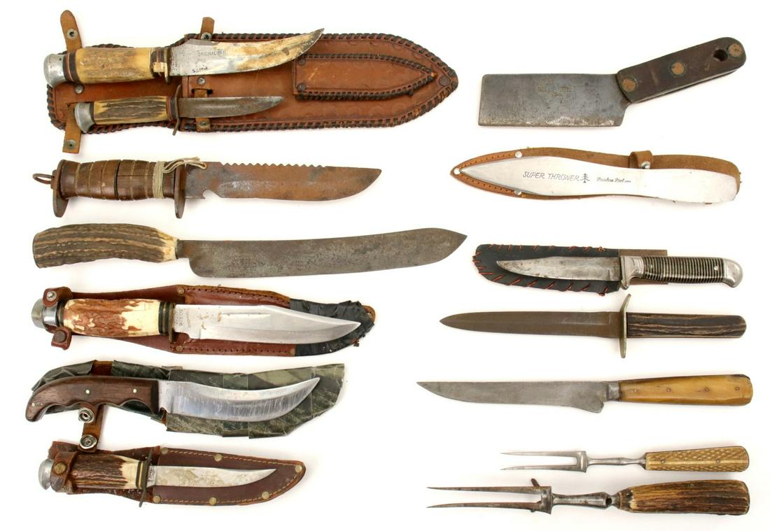 Knife Lot of 11 Vintage & Antique Knives + 2 Forks ~ (1 of 20)