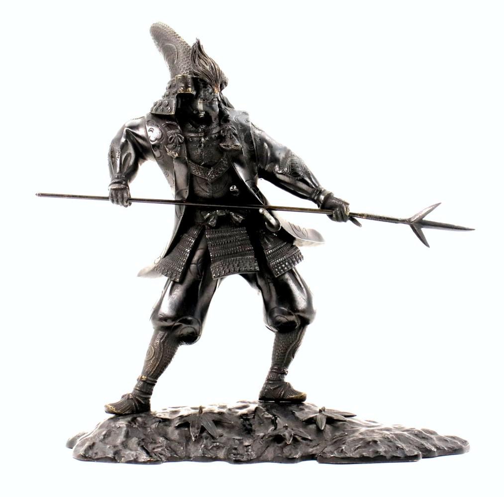 Meiji Period Japanese Bronze Okimono Samurai Warrior (1 of 13)