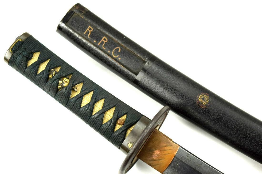 Japanese wakizashi sword featuring shobu-zukuri shape, (1 of 20)