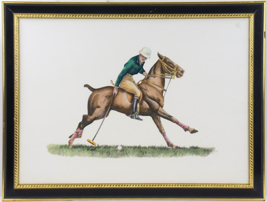 French Francisque Rebour Polo Player Painting (1 of 5)