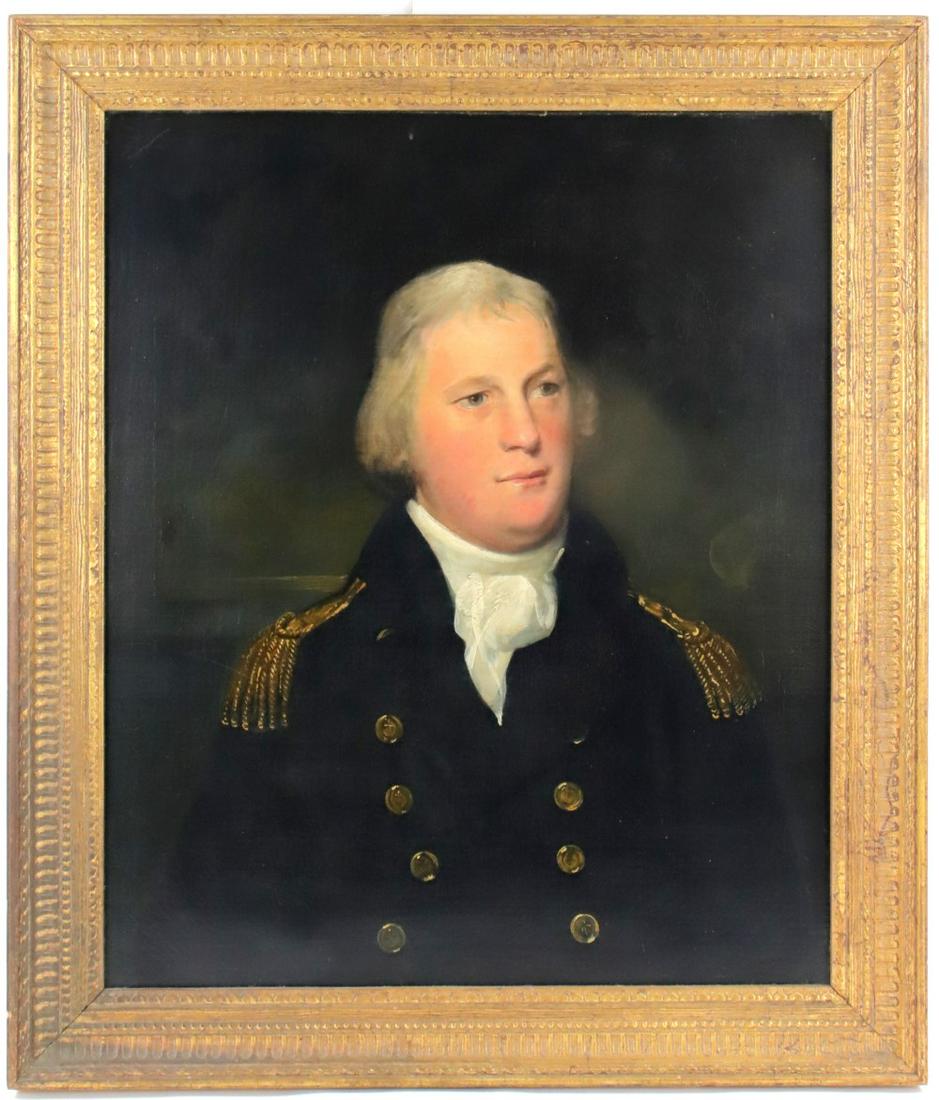 Antique US Naval Officer Oil On Canvas Portrait (1 of 8)