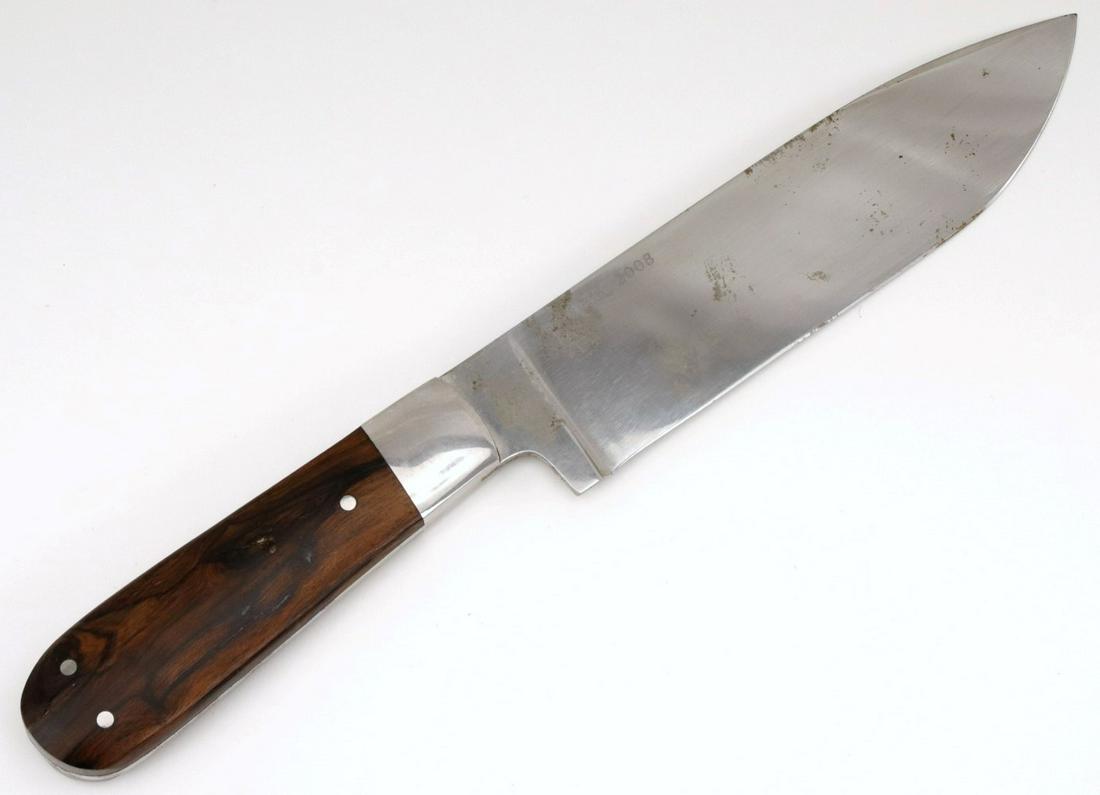 Good Quality Custom Made Knife with Burl Wood Grips ~ Blade Marked GENE MARTIN, TGBTG and OKCA 2008. (1 of 10)