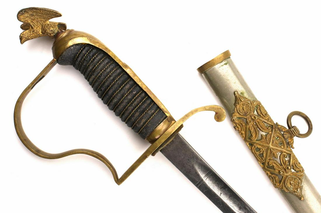 Scarce 19th C. American US Officer's Presentation Grade Sword ~ Rare Gilt Eagle Pommel & Elaborate (1 of 20)