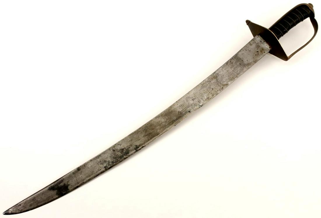 Scarce 18th C. French / Italian Sardinian Infantry Short Sword with Engraved Blade ~ Possibly used (1 of 15)