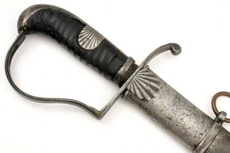 Rare Austrian or French Napoleonic Era Officer's Sword with Damascus Blade: Rare Austrian or French Napoleonic Era Officer's Sword with Damascus Blade.Total Length (inside scabbard if present) : 39 1/4", Blade Length : 33 ". Detailed condition reports are not included in