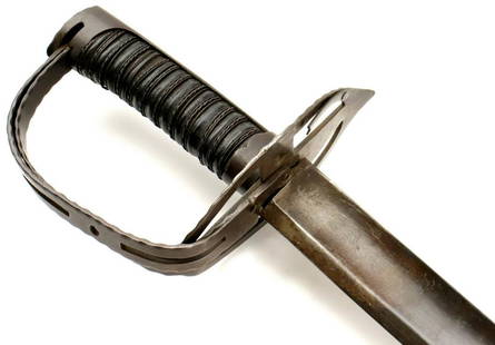 Scarce Late 18th C. French or Austrian Dragoon Sword with Collapsible Guard and Iron Mounts.: Scarce Late 18th C. French or Austrian Dragoon Sword with Collapsible Guard and Iron Mounts.Total Length (inside scabbard if present) : 36 3/4", Blade Length : 31 1/2".Detailed condition reports are