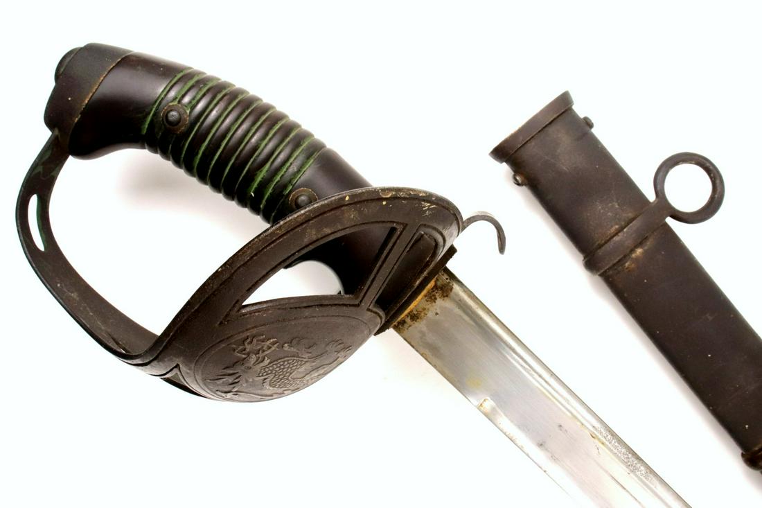 Rare M-1889 German made Chinese Officer's Sword with Dragon on the Guard.: Rare M-1889 German made Chinese Officer's Sword with Dragon on the Guard. Total length (inside scabbard if present) : 39 1/2", Blade length : 32 1/2". ~~ DEAR BIDDERS, Please View More Detailed Close-