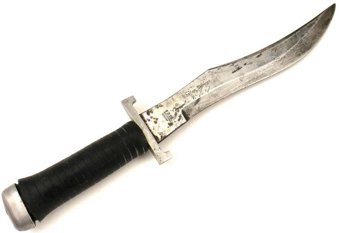 Post WW II German made Hunting Knife Dagger ''SIBERIAN SKINNER'' ~ Well Marked Blade.: Post WW II German made Hunting Knife Dagger ''SIBERIAN SKINNER'' ~ Well Marked Blade. Total length (inside scabbard if present) : 13 1/4", Blade length : 8". ~~ DEAR BIDDERS, Please View More Detailed